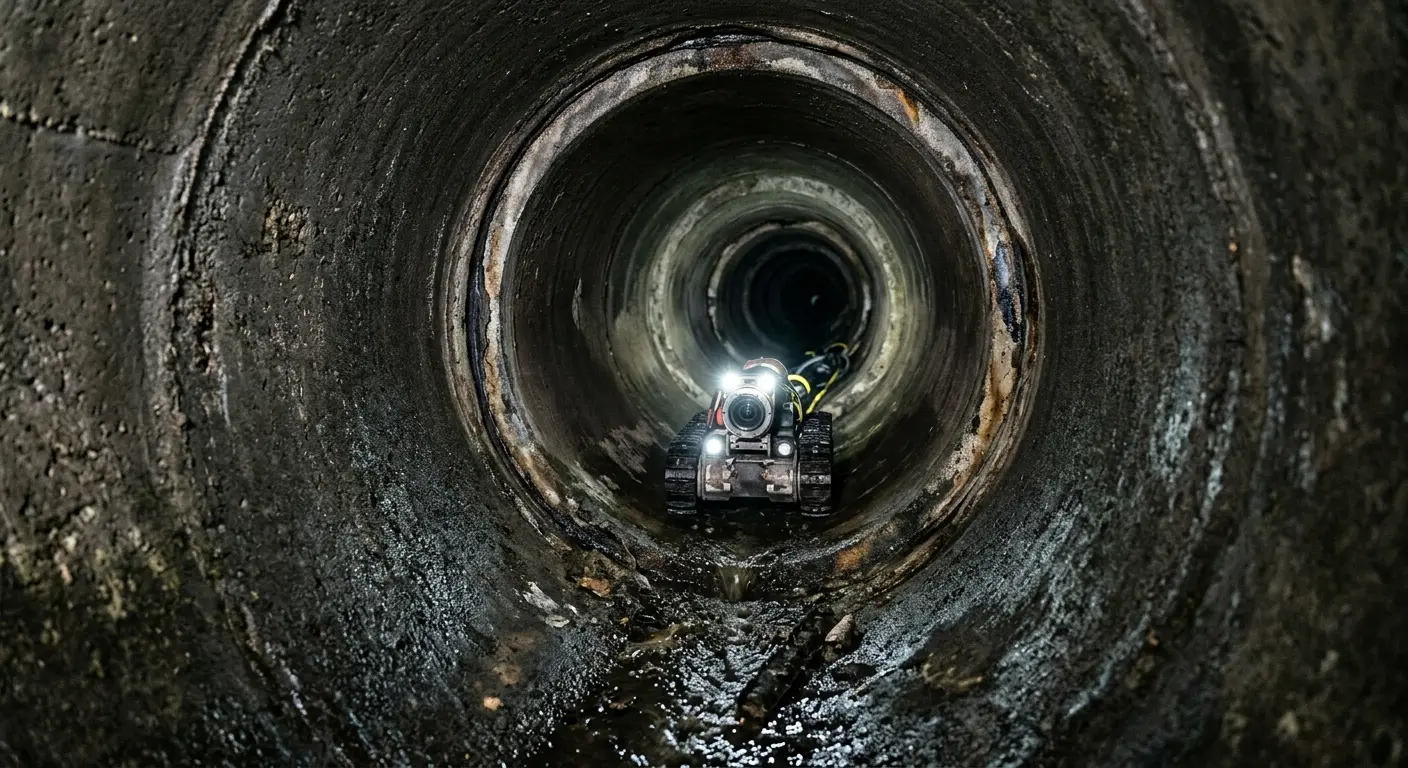 Robotic sewer camera inspecting pipe interior for Sewer Line Cleaning in Redwood Falls